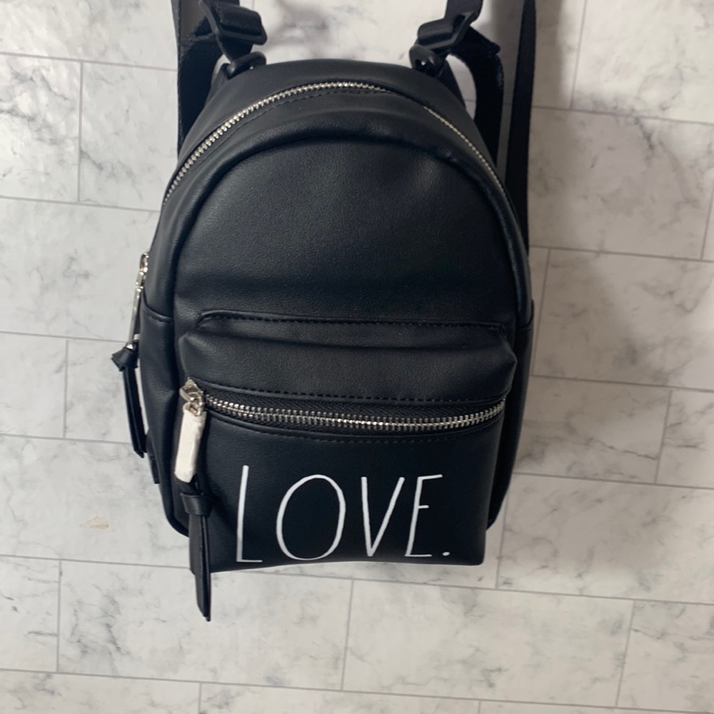 NWT Rae Dunn LOVE mini convrtable cross-Body/backpack black